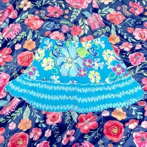 1989 PLACE blue flower and butterfly skirt